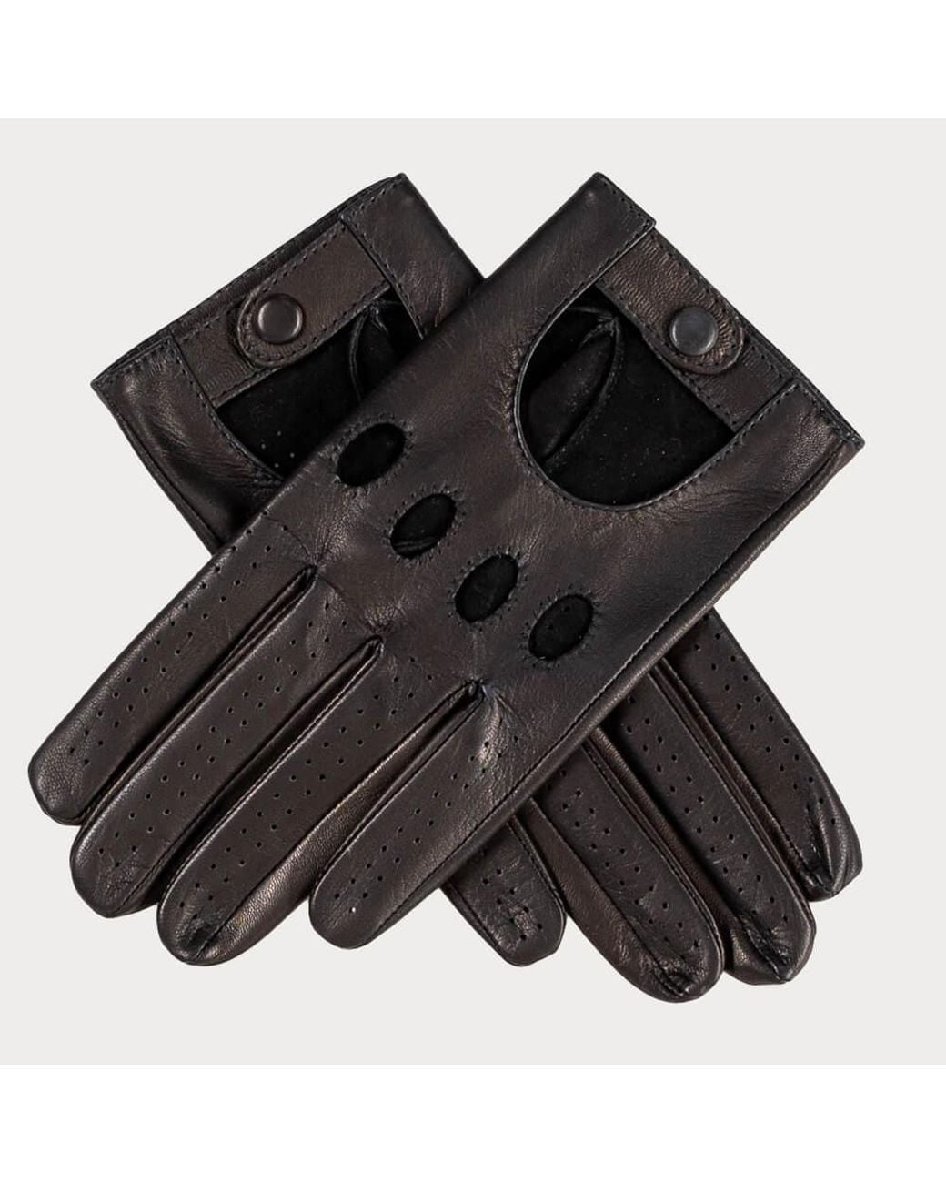Black Accessories Black Italian Leather Driving Gloves