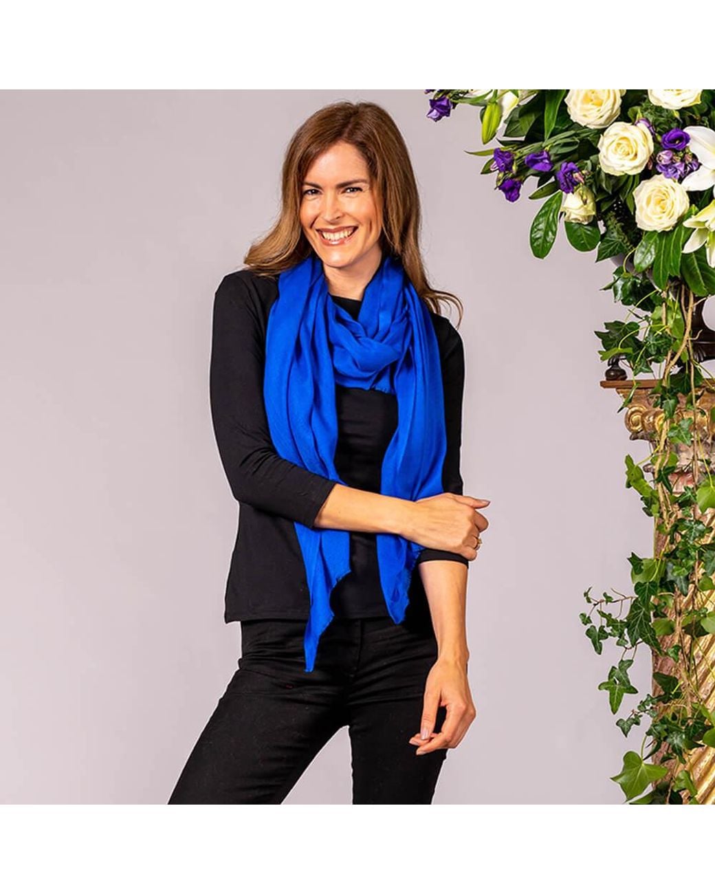 Black Accessories Blue Sapphire Cashmere And Silk Wrap