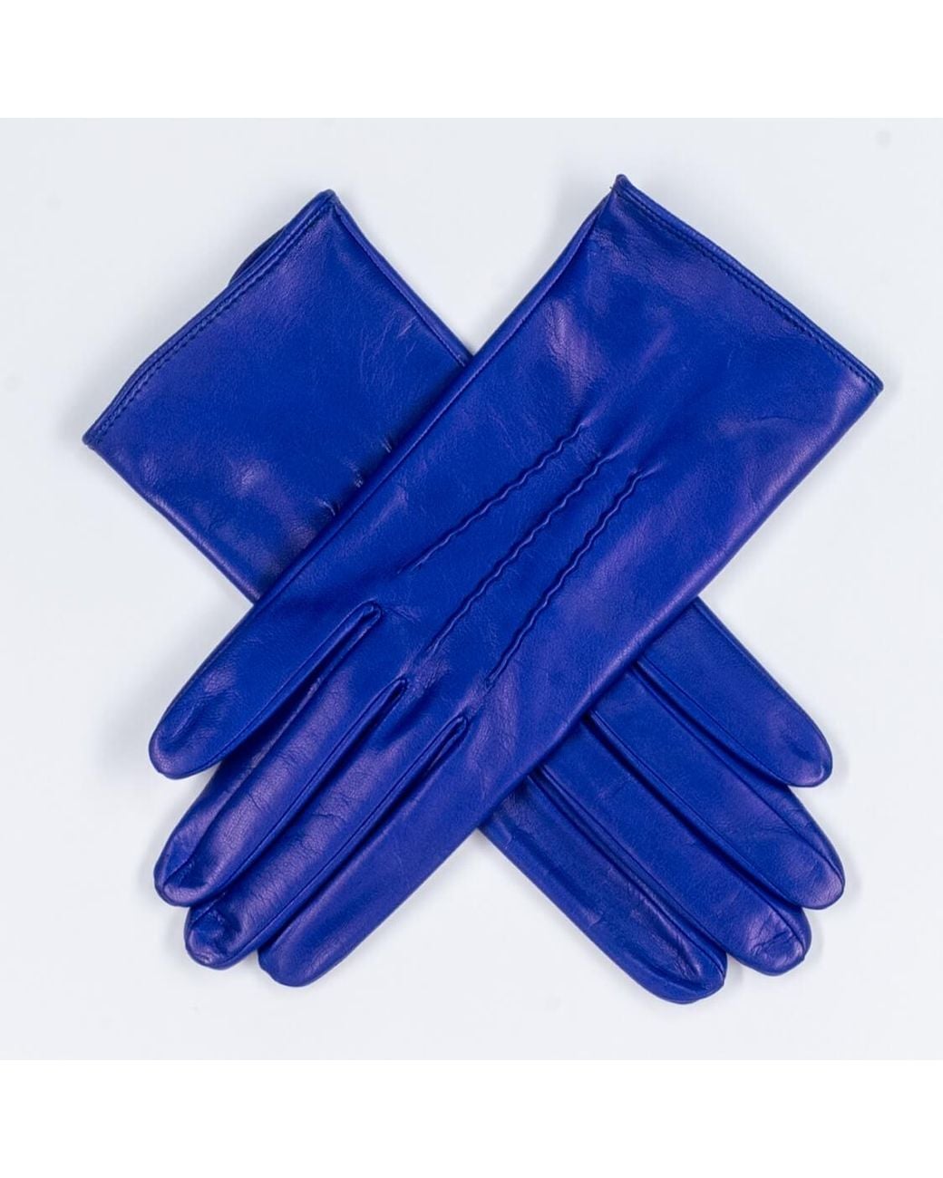 Black Accessories Blue Silk Lined Italian Leather Gloves