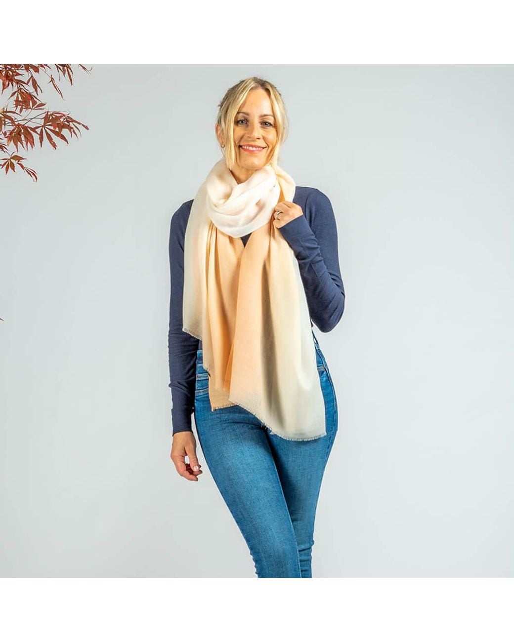 Black Accessories Natural Cream To Caramel Cashmere And Silk Wrap