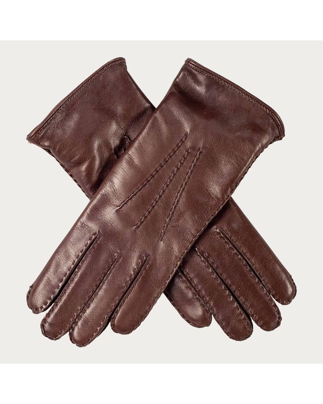Black Accessories Brown Ladies Hand Stitched Cashmere Lined Leather Gloves