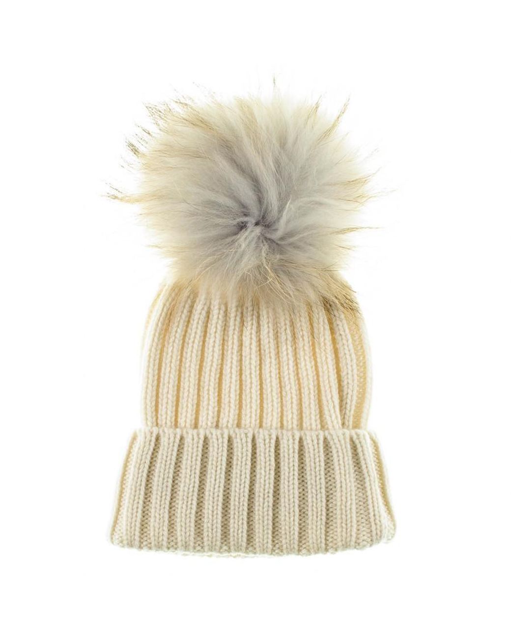 Black Accessories White Cream Cashmere And Fur Pom Pom Beanie