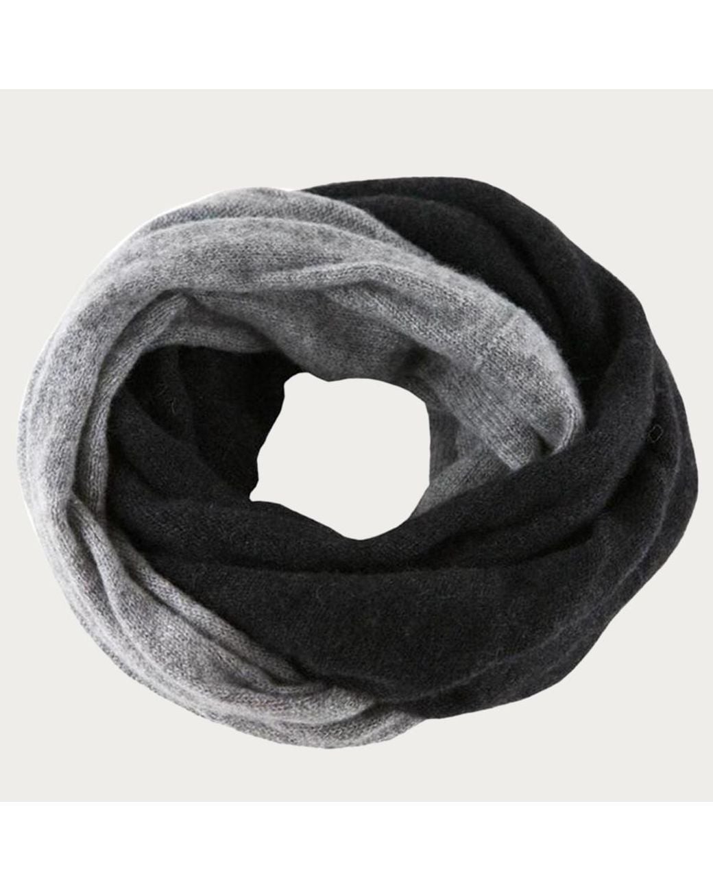 Black Accessories Gray Two Tone Cashmere Snood And Cashmere Gloves Set