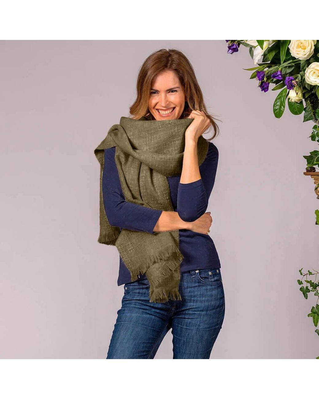 Black Accessories Natural Super Luxe Basket Weave Cashmere Shawl