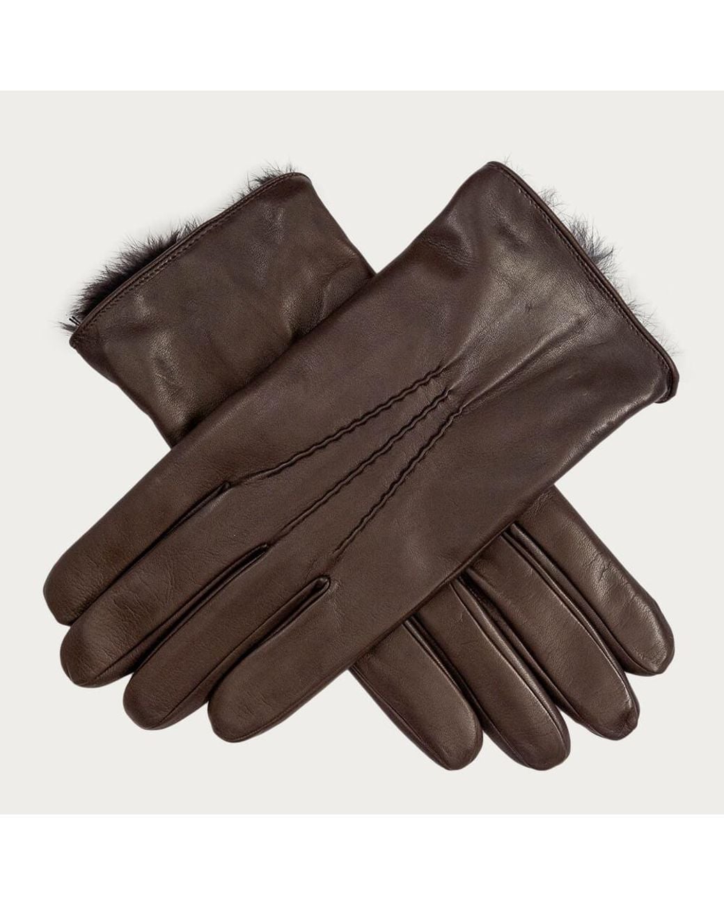 Black Accessories Multicolor Rabbit Fur Lined Leather Gloves