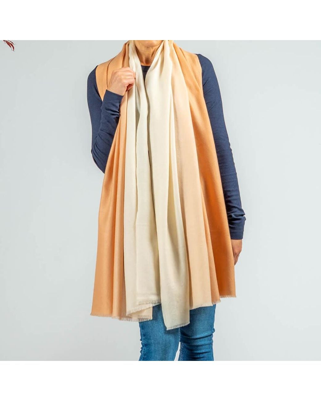 Black Accessories Orange Caramel To Cream Pashmina Cashmere Ring Shawl