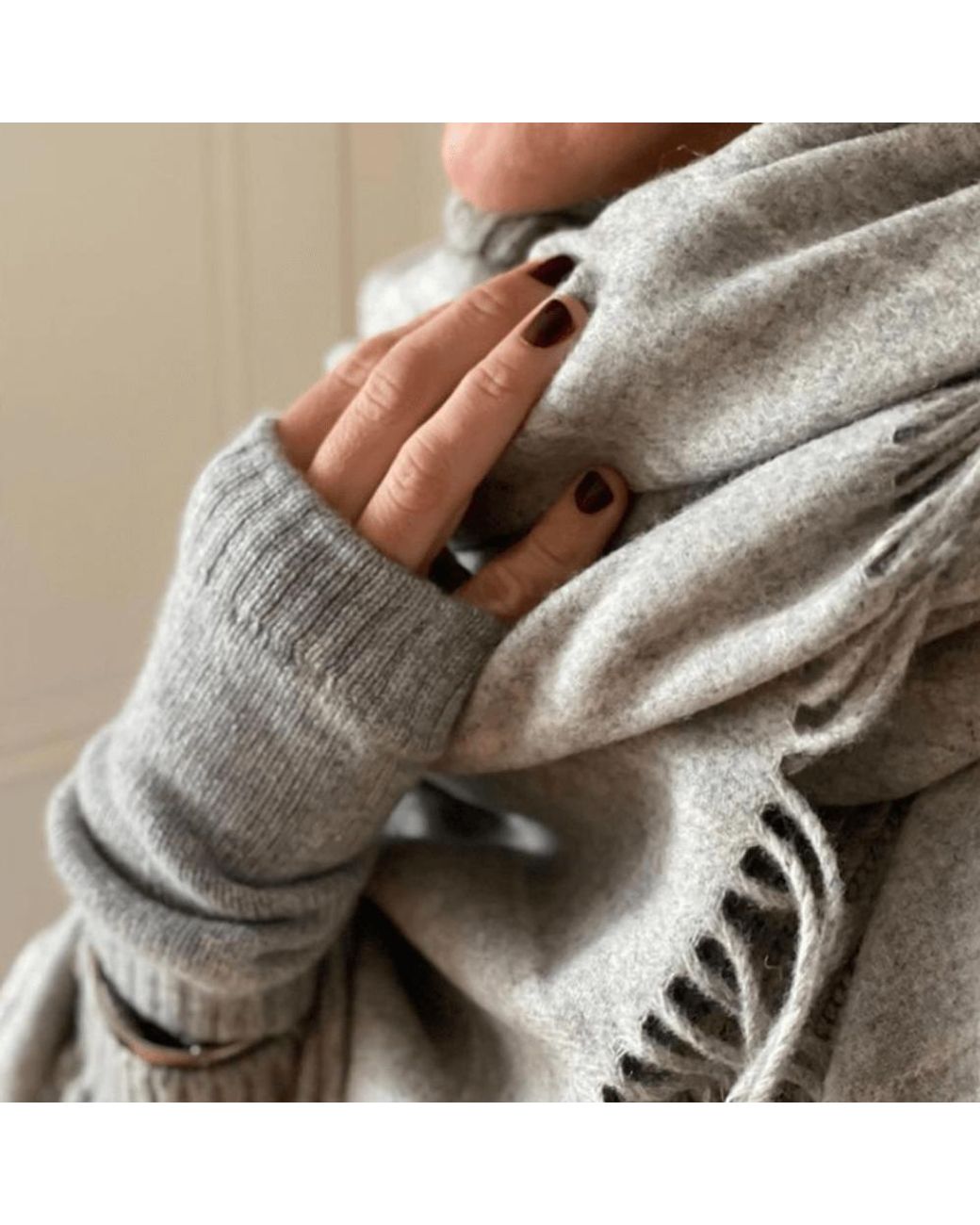 Black Accessories Gray Ladies Light Grey Cashmere Mittens