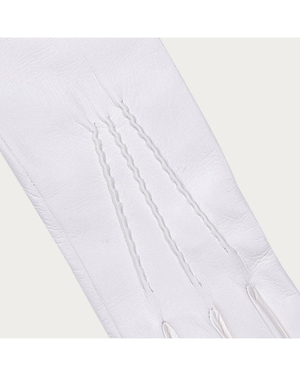 Black Accessories White Long Silk Lined Leather Gloves