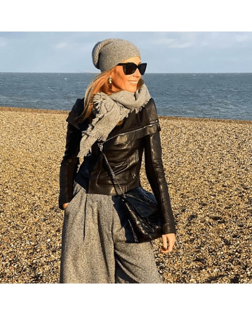 Black Accessories Gray Light Cashmere Slouch Beanie Hat