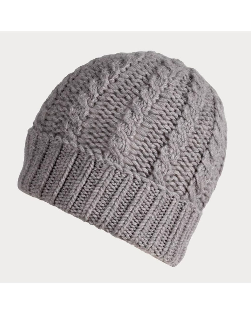 Black Accessories Gray Dove Plaited Italian Cashmere Beanie