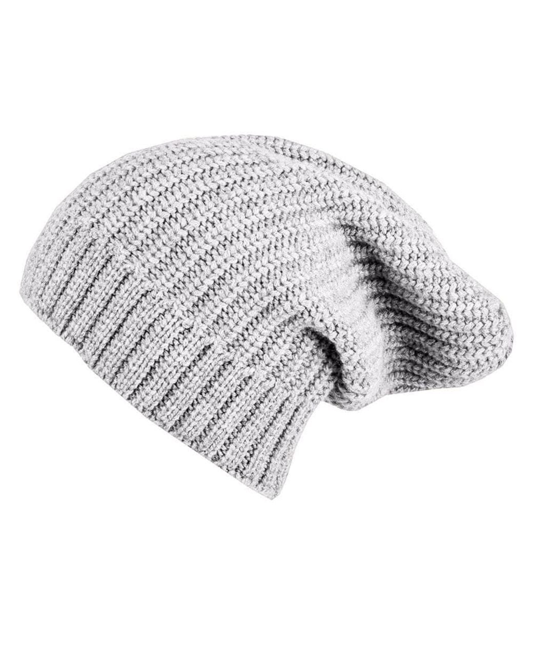 Black Accessories White Ribbed Cloud Cashmere Slouch Beanie Hat