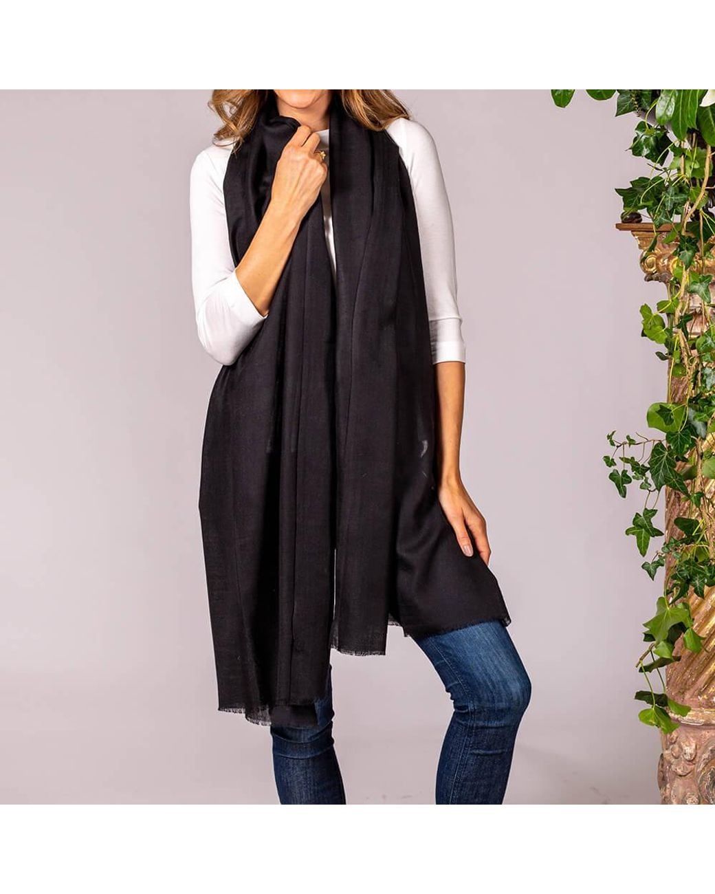 Black Accessories Black Classic Cashmere And Silk Scarf