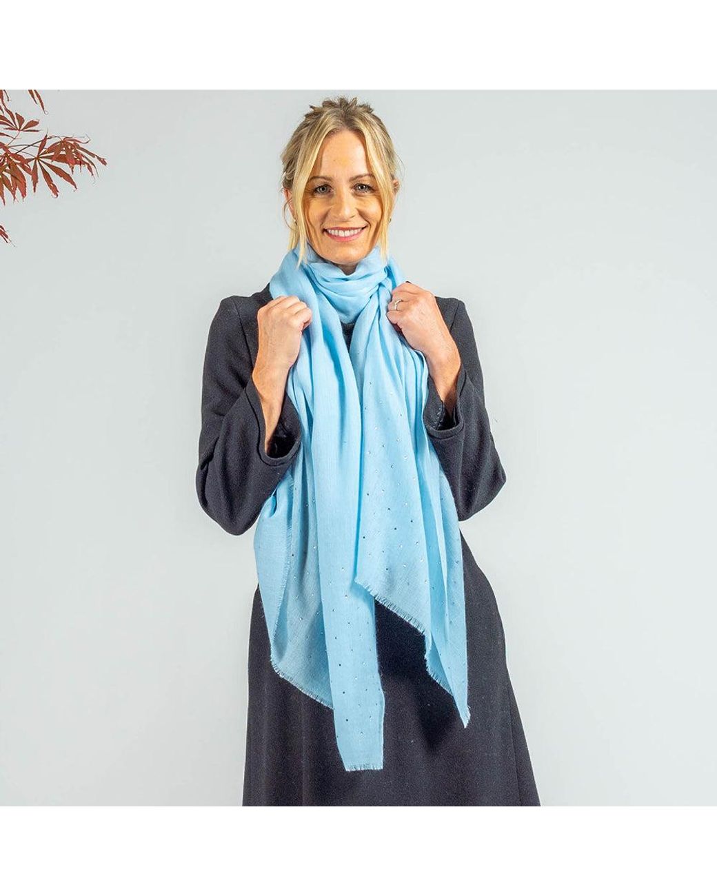 Black Accessories Blue Swarovski Pastel Cashmere And Silk Wrap