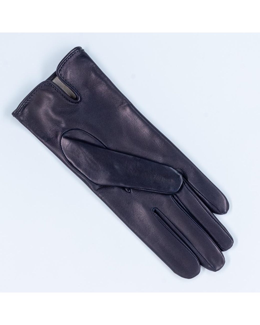 Black Accessories Blue Silk Lined Italian Leather Gloves