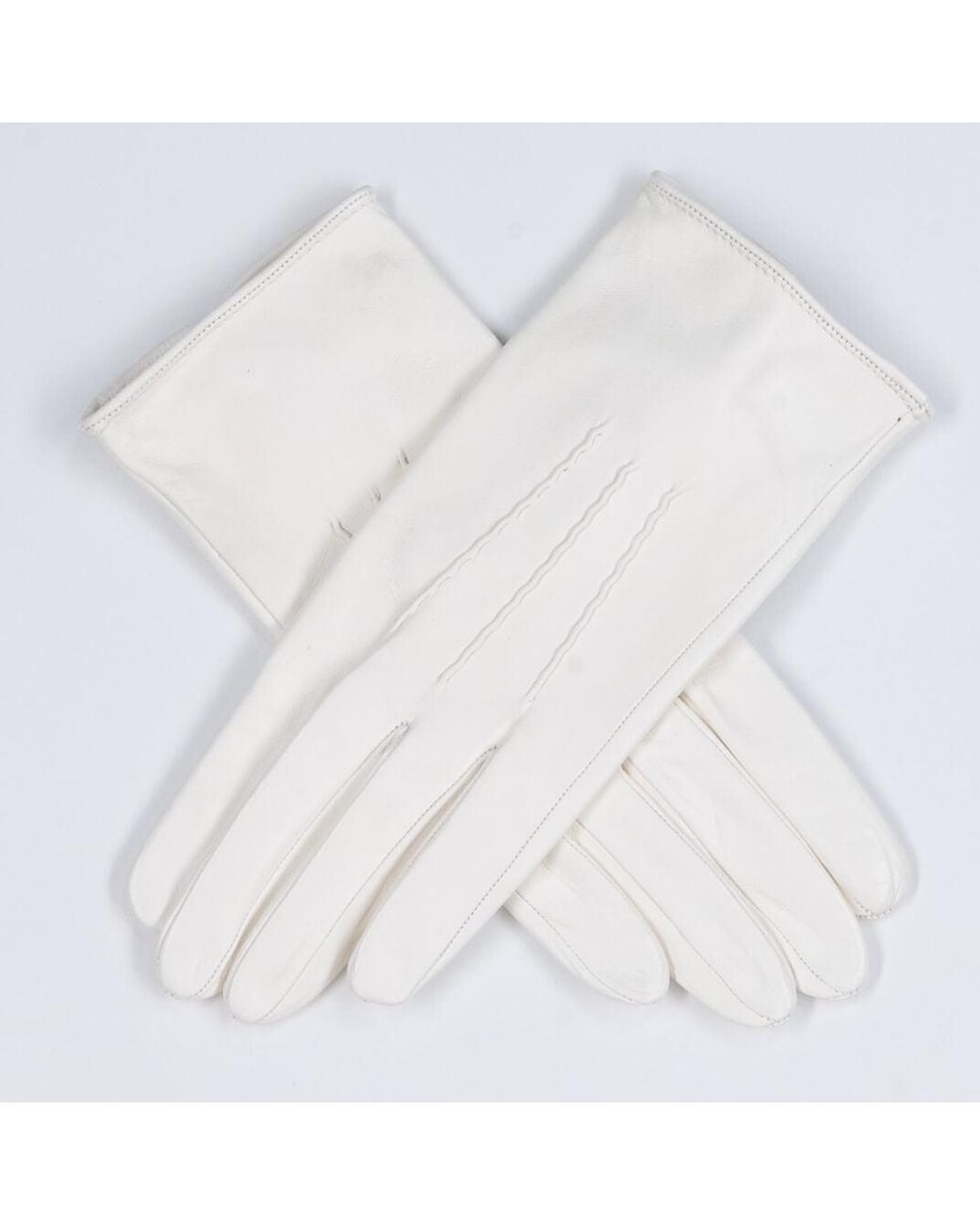 Black Accessories White Ivory Silk Lined Italian Leather Gloves