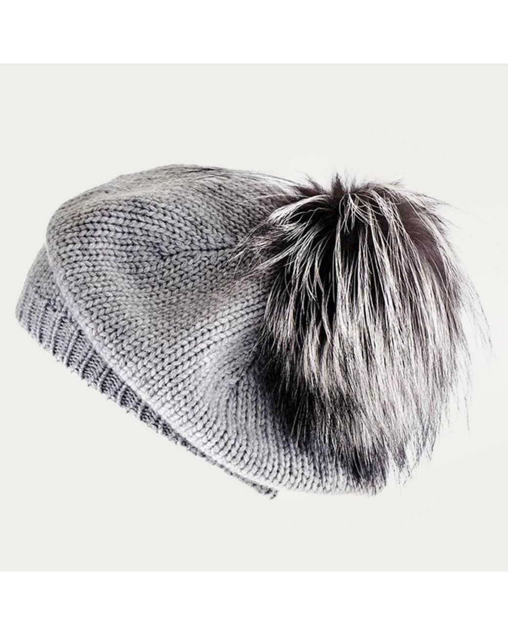 Black Accessories Multicolor Cashmere Fur Pom Pom Beret