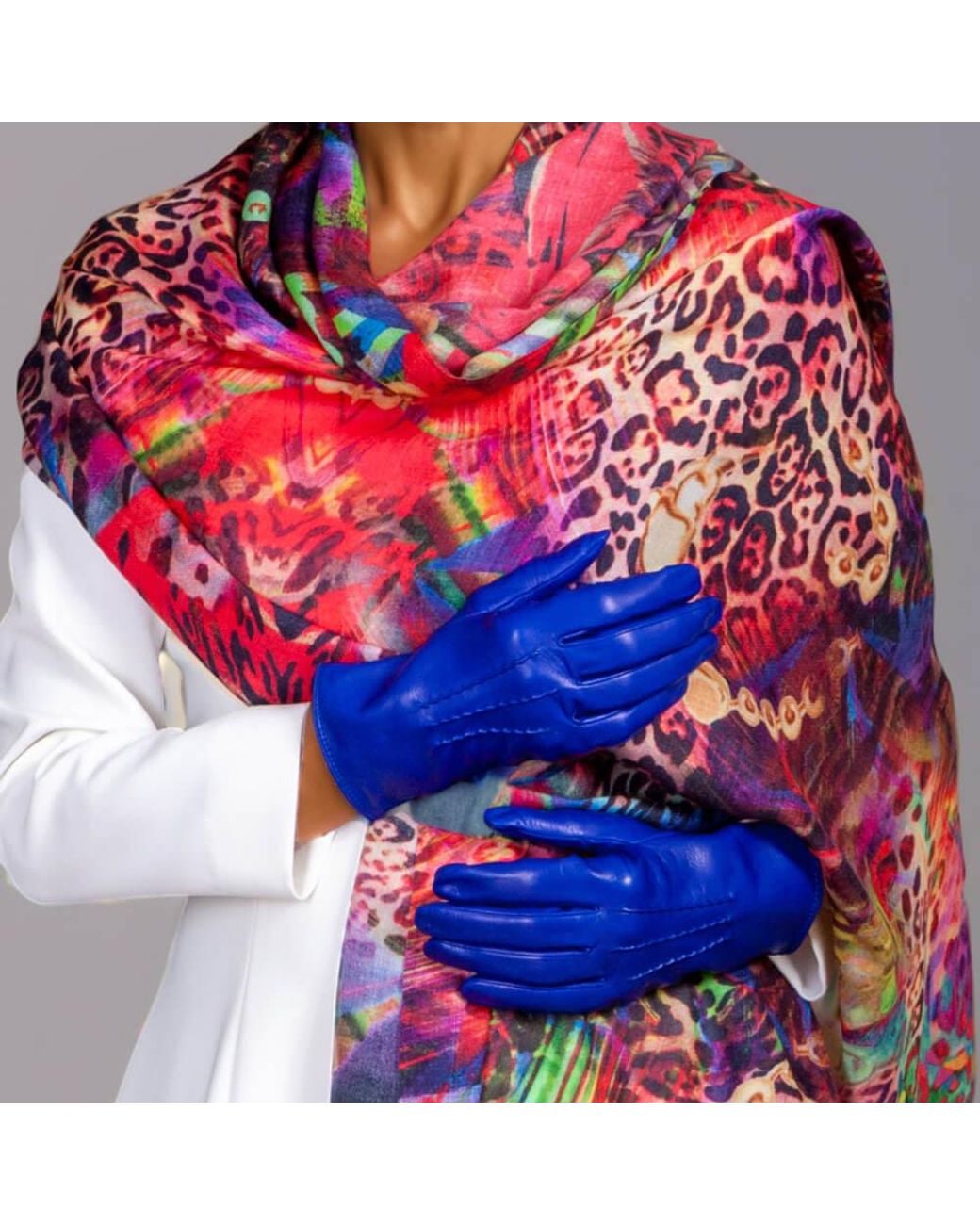 Black Accessories Blue Silk Lined Italian Leather Gloves