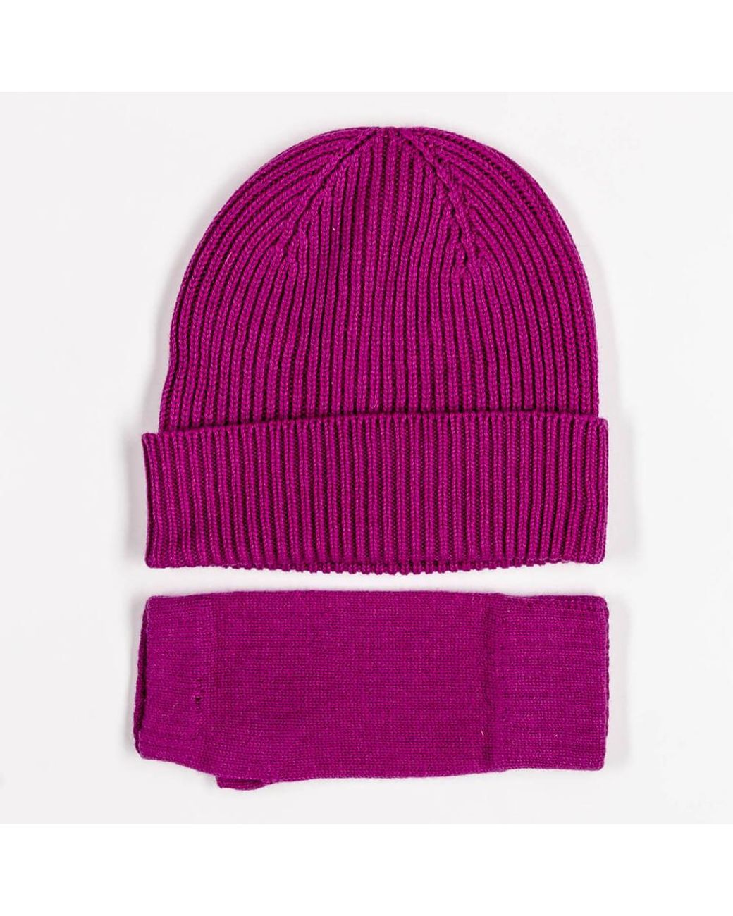 Black Accessories Pink Fuchsia Cashmere Beanie And Mittens Set