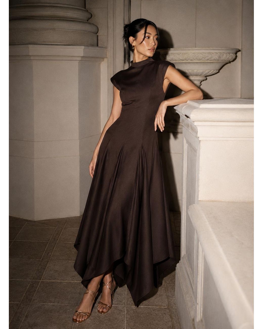Black Halo Brown Eloidie Midi Dress