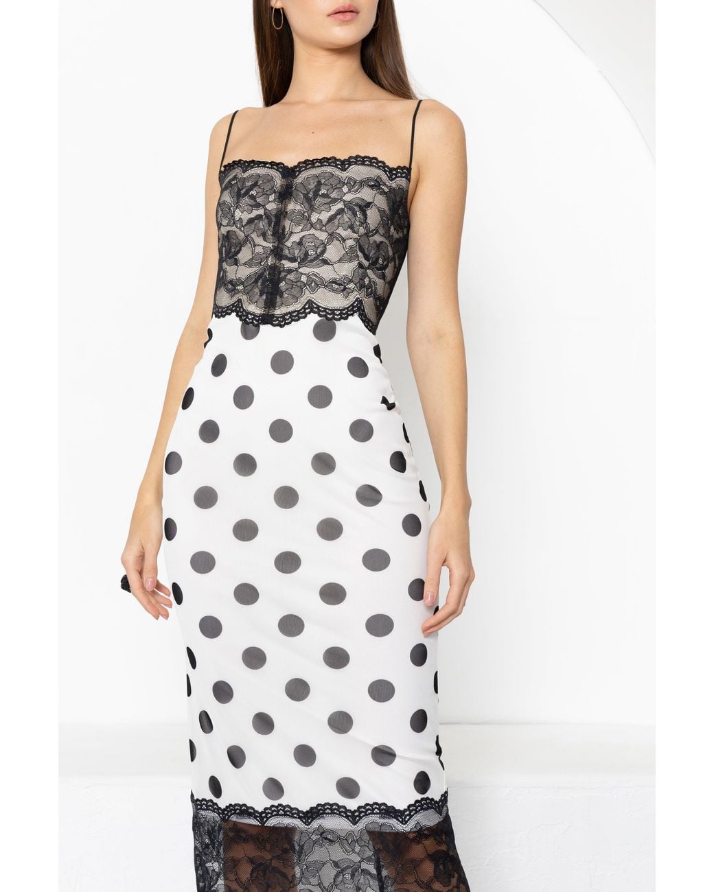 Black Halo White Pomi Midi Dress