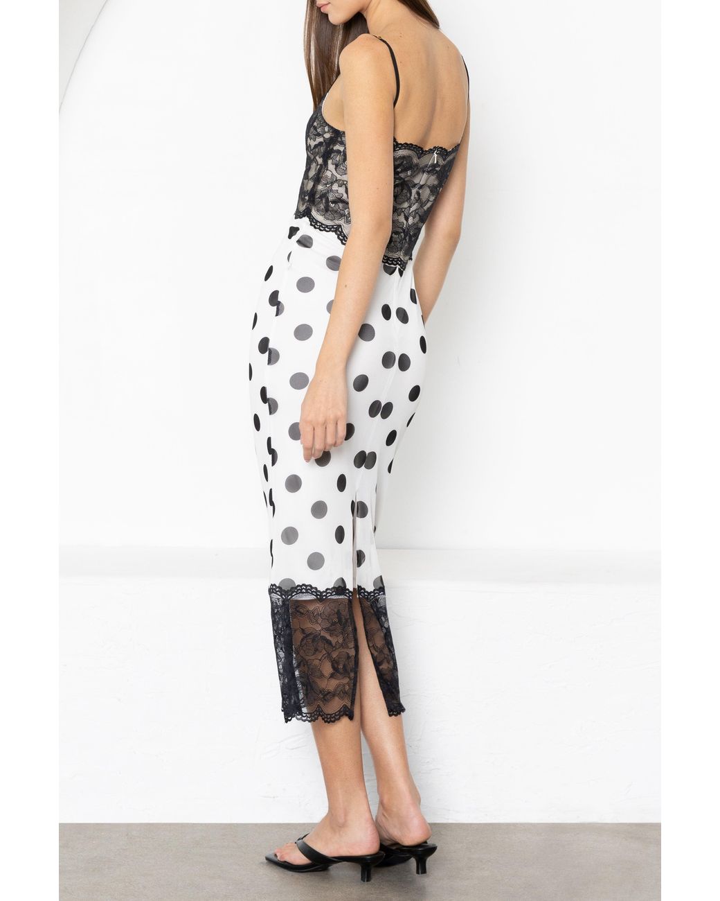 Black Halo White Pomi Midi Dress