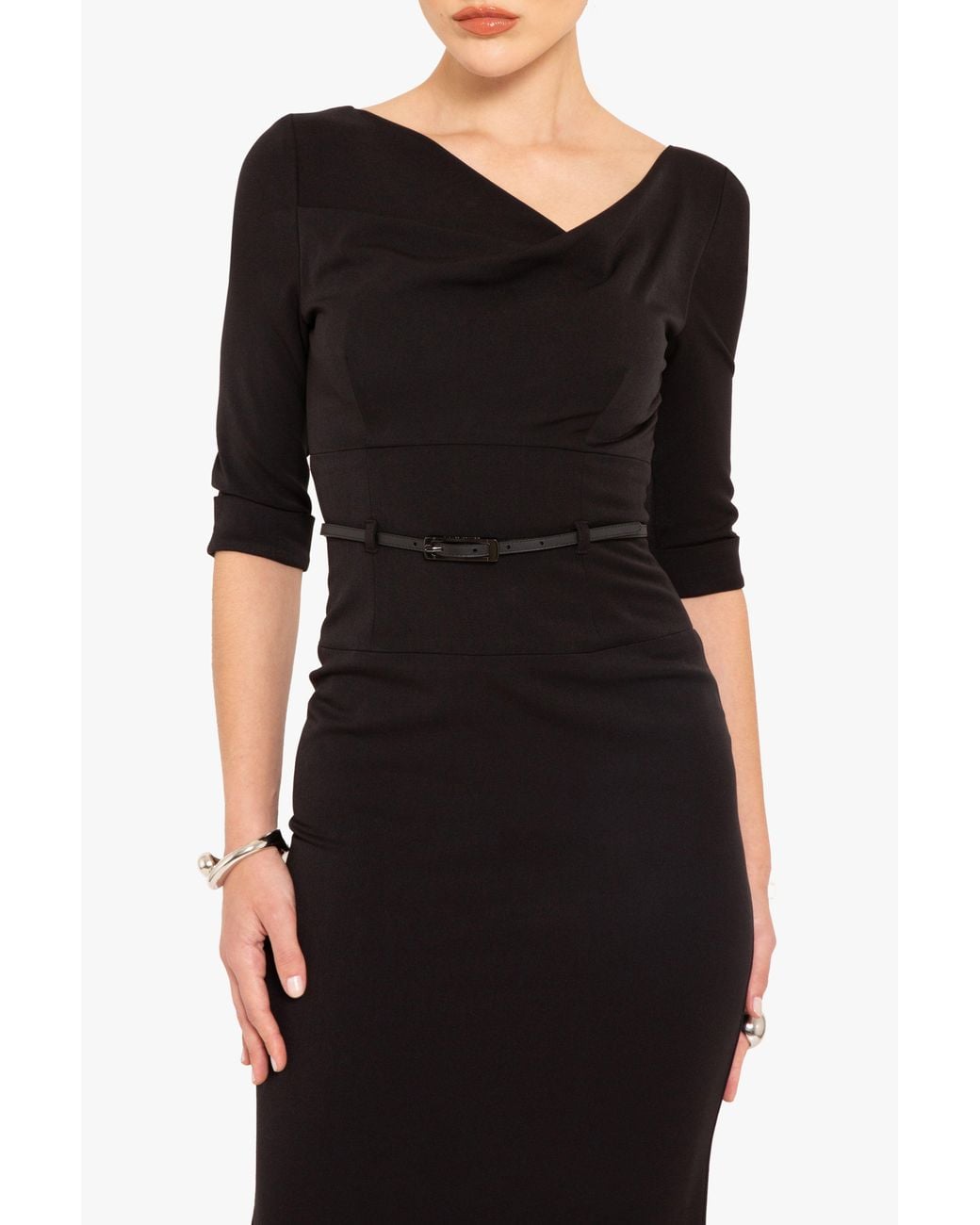 Black Halo Black Classic 3/4 Sleeve Jackie O Sheath Dress