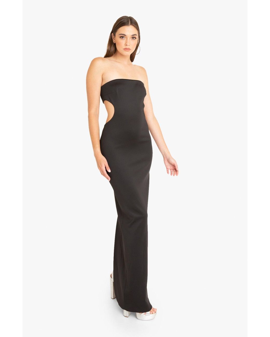 Floor Length Column Elegant V-neck Black Sequin Dress - Xdressy