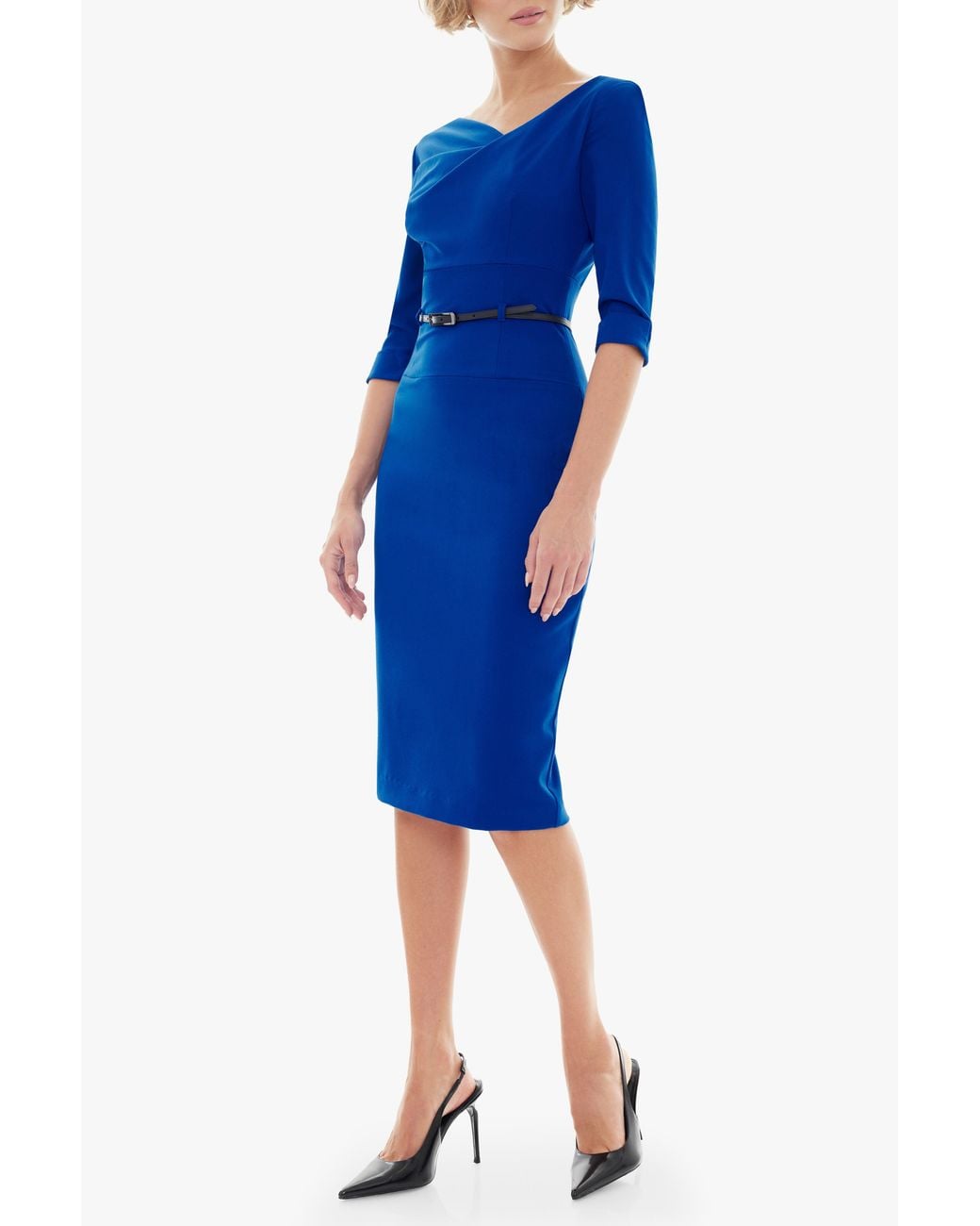 Black Halo Blue 3/4 Sleeve Jackie O Dress