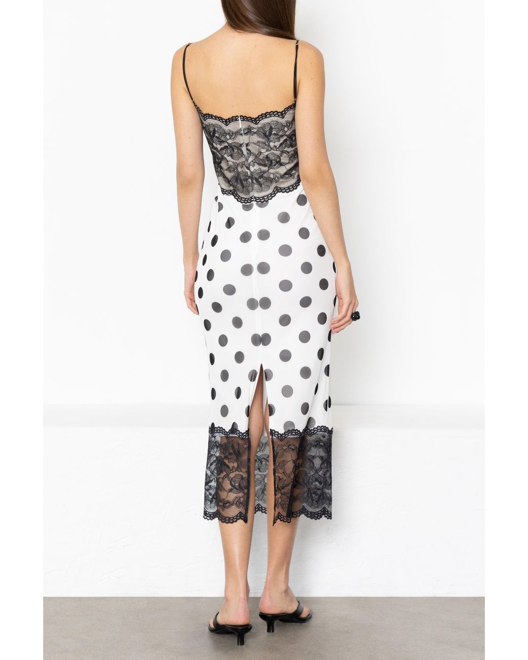 Black Halo White Pomi Midi Dress