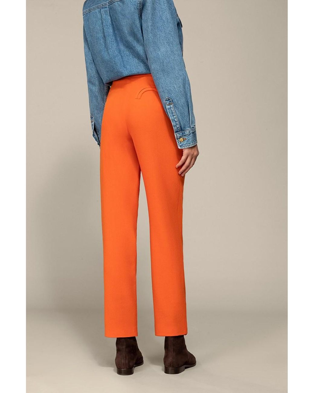 Slacks and Chinos Blazé Milano Trousers Womens Trousers Slacks and Chinos Blazé Milano Wool Blaze Milano High-rise Cropped Pants in Orange 
