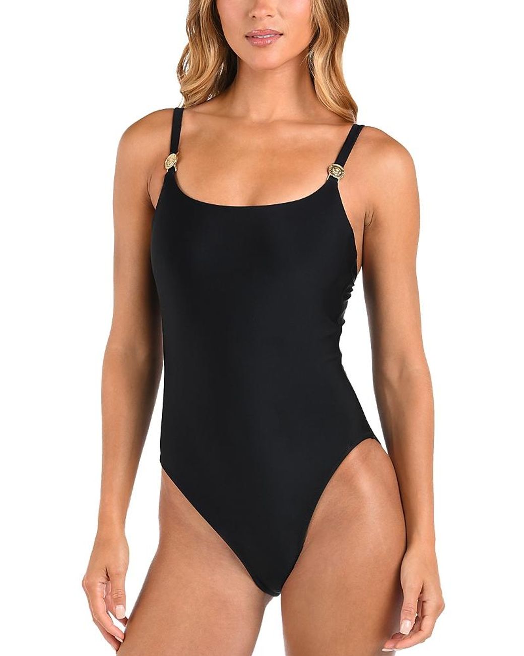 L'Agence Black Remi Solid Basic Lingerie One Piece Swimsuit