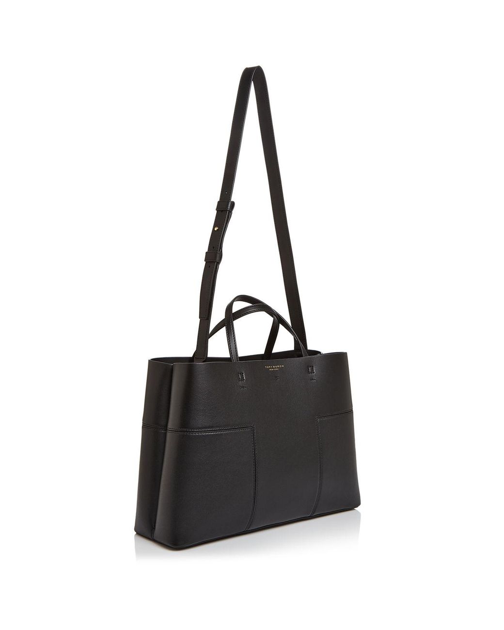 Tory Burch Block-t Triple Compartment Leather Tote in Black | Lyst