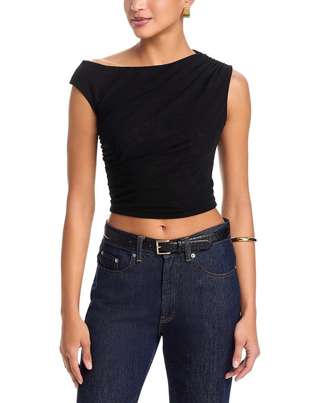 Aqua Black Solid Mesh Top