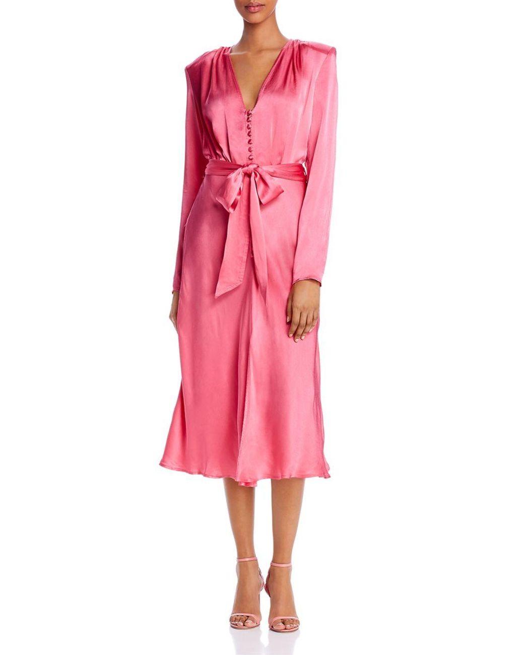 rose satin midi dress