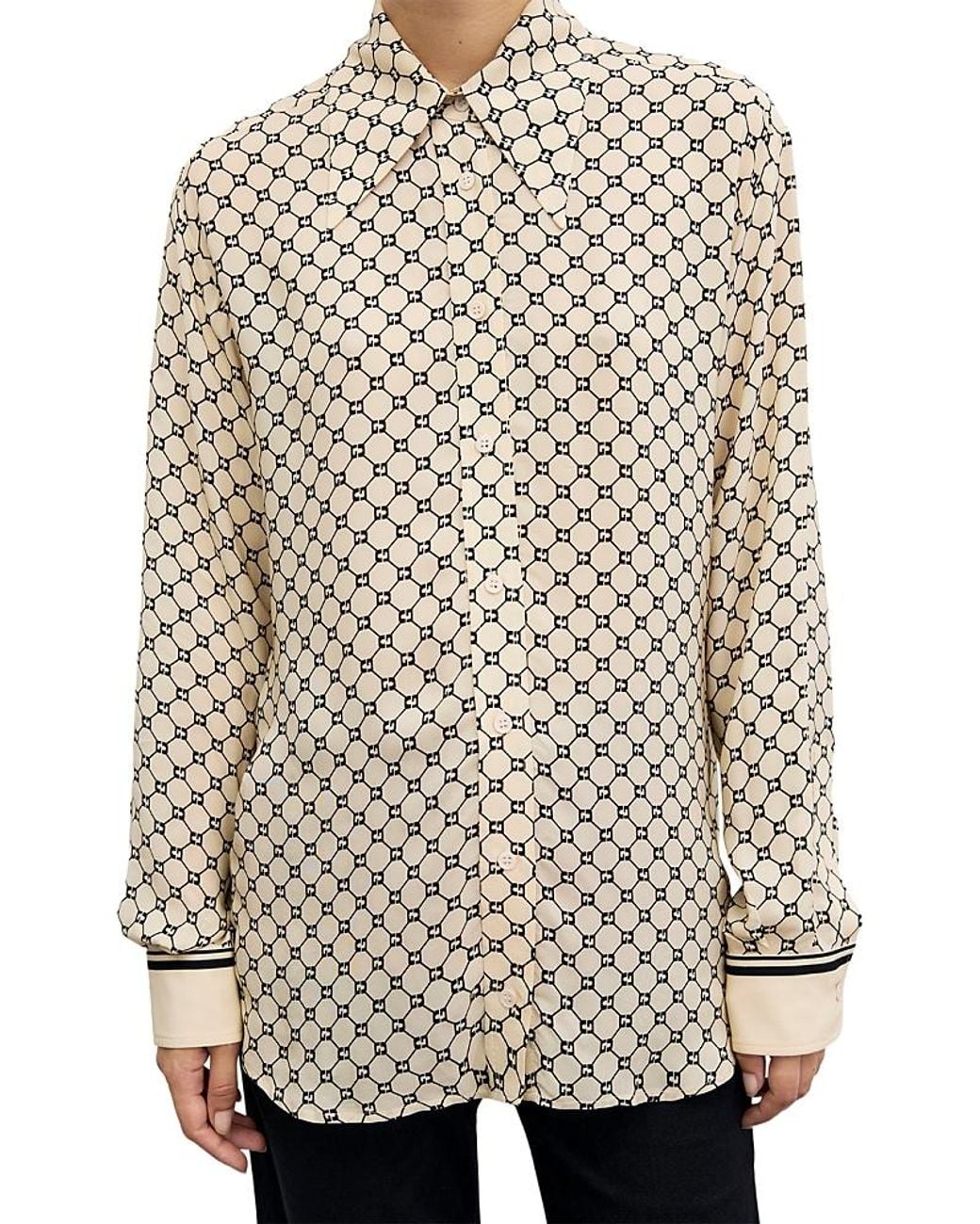 Gerard Darel White Jimi Printed Button Front Blouse