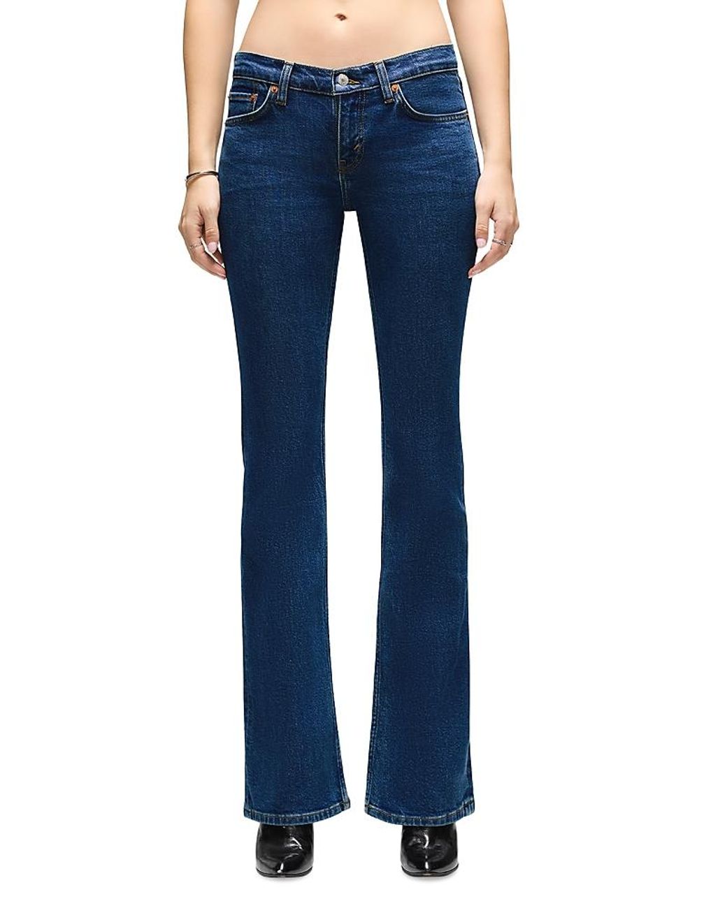 RE/DONE Low Rise Micro Bootleg Jeans in Blue | Lyst