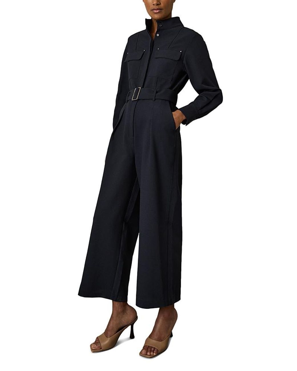 REISS☆Kaia Tailored Wide Leg Utility Jumpsuit Navy【UK発】 Reiss Kaia Utility Jumpsuit in Blue | Lyst