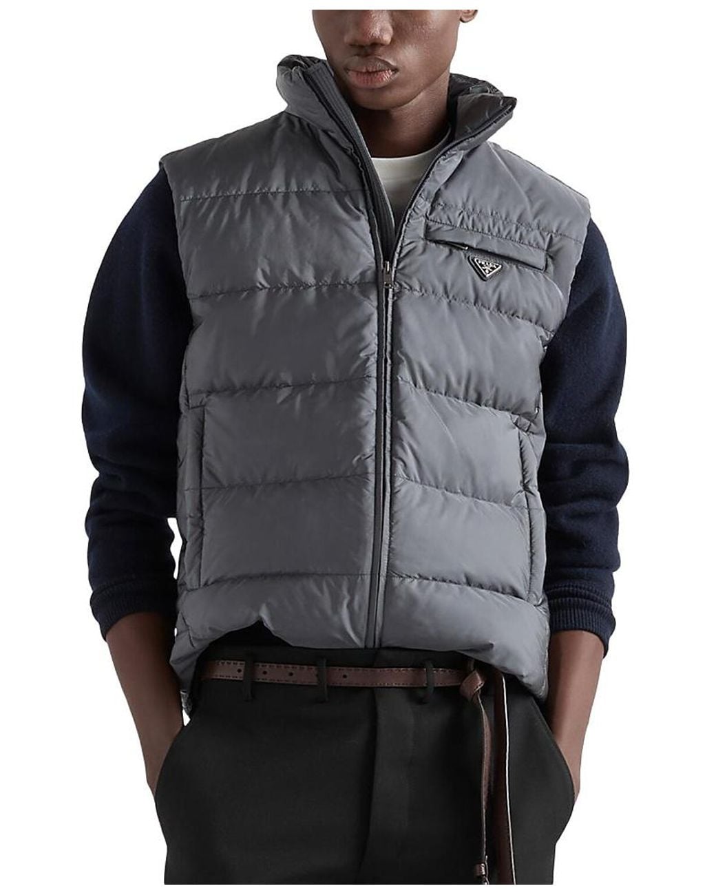 Prada Gray Re-Nylon Vest for men
