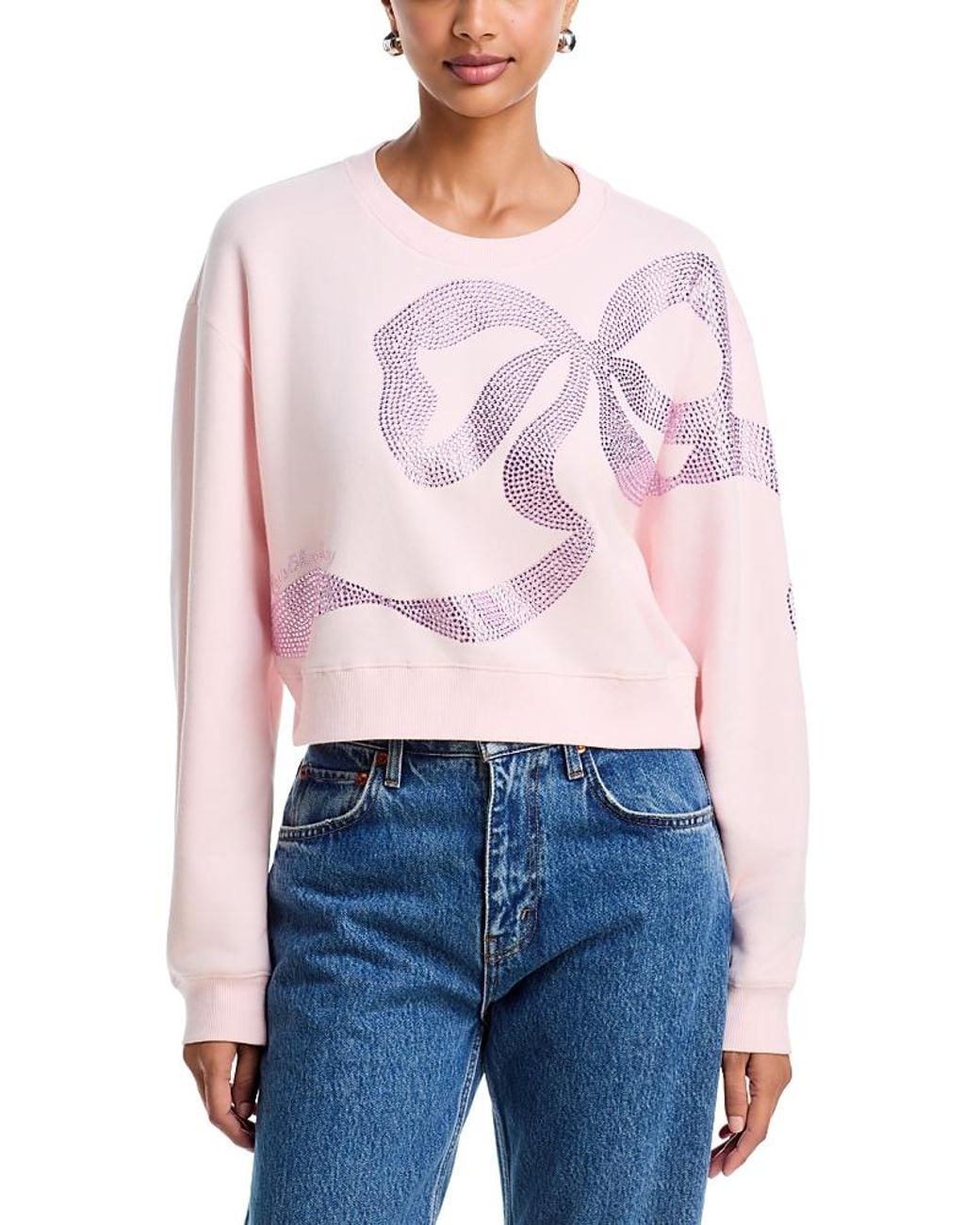 LoveShackFancy White Rylan Embellished Bow Pullover Sweatshirt