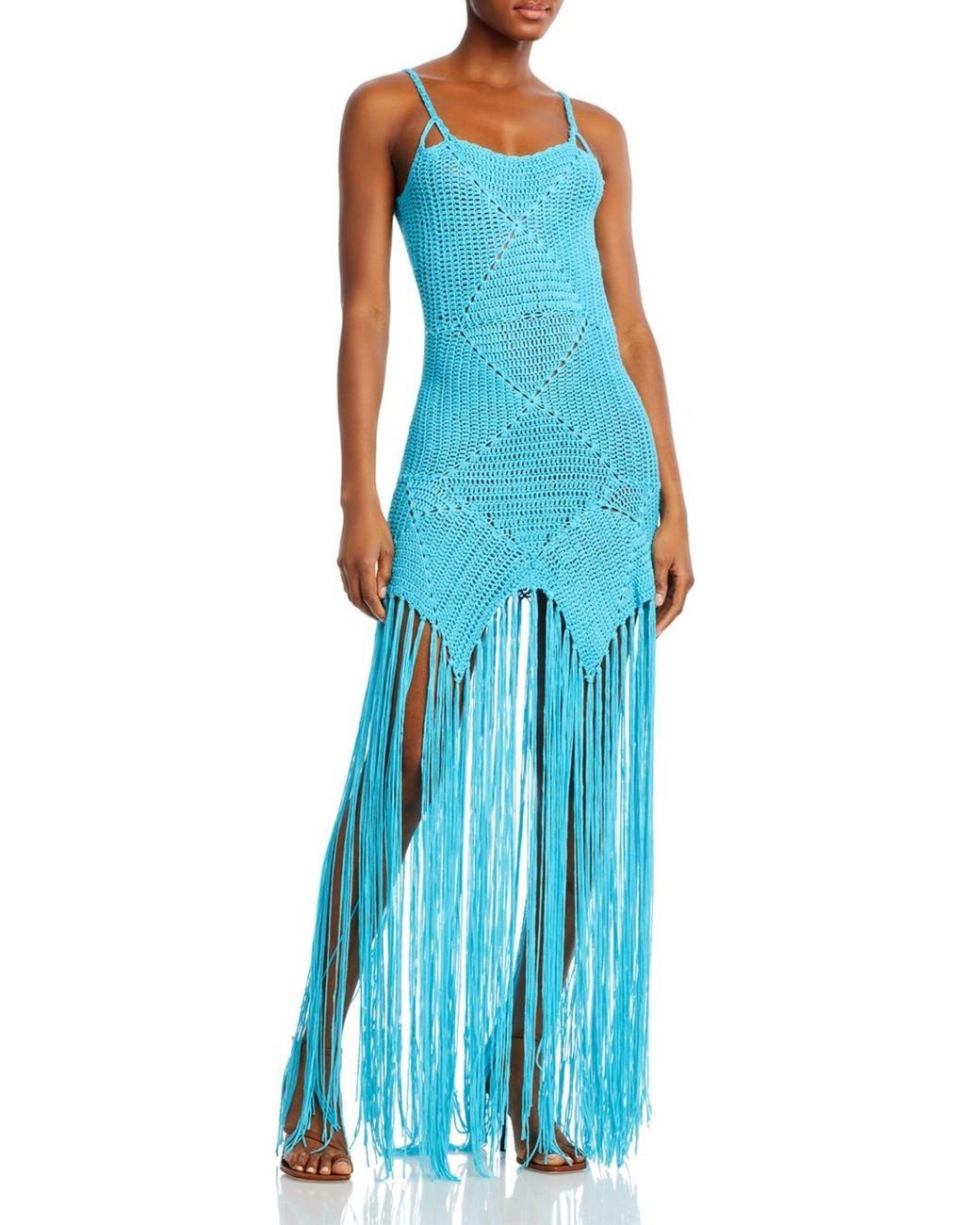 Line & Dot Wanderer Crochet Fringe Maxi Dress in Blue Lyst