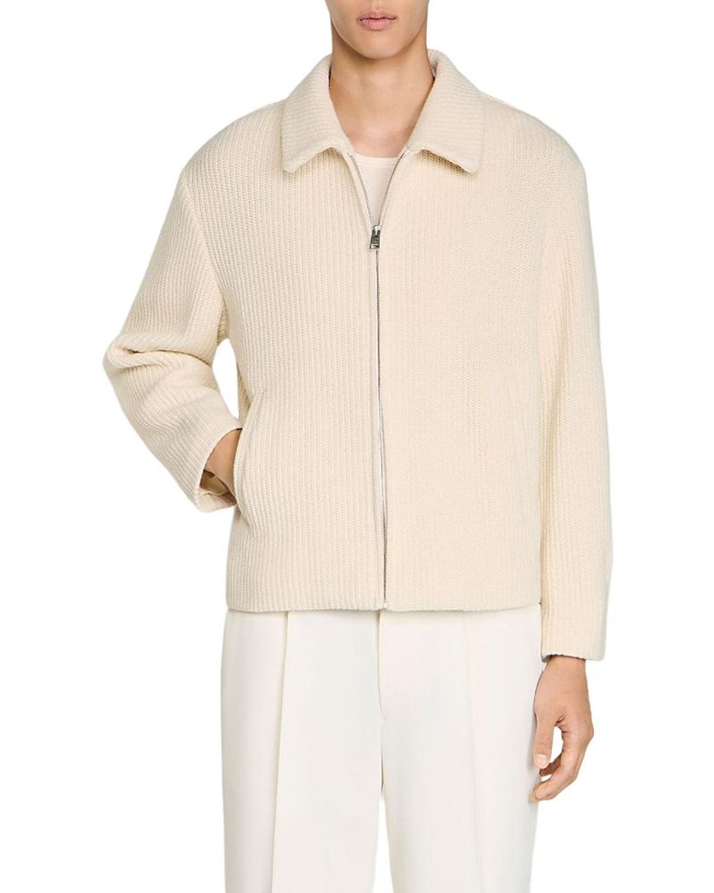 Sandro Natural Minimal Knit Effect Jacket for men