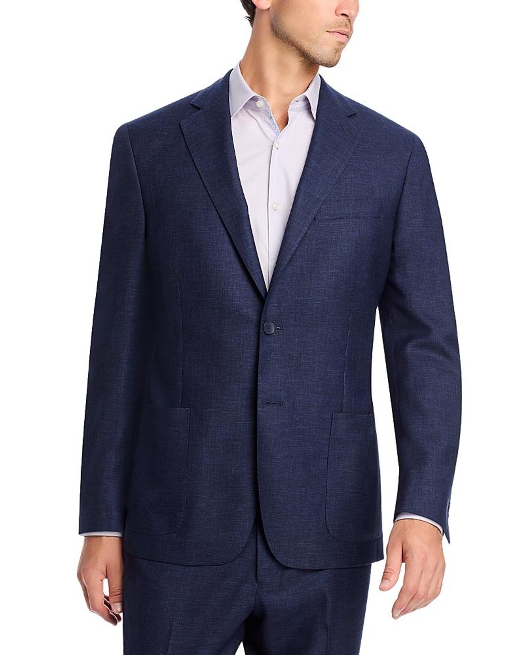 Vince Blue Melange Solid Unstructured Slim Fit Suit Jacket for men