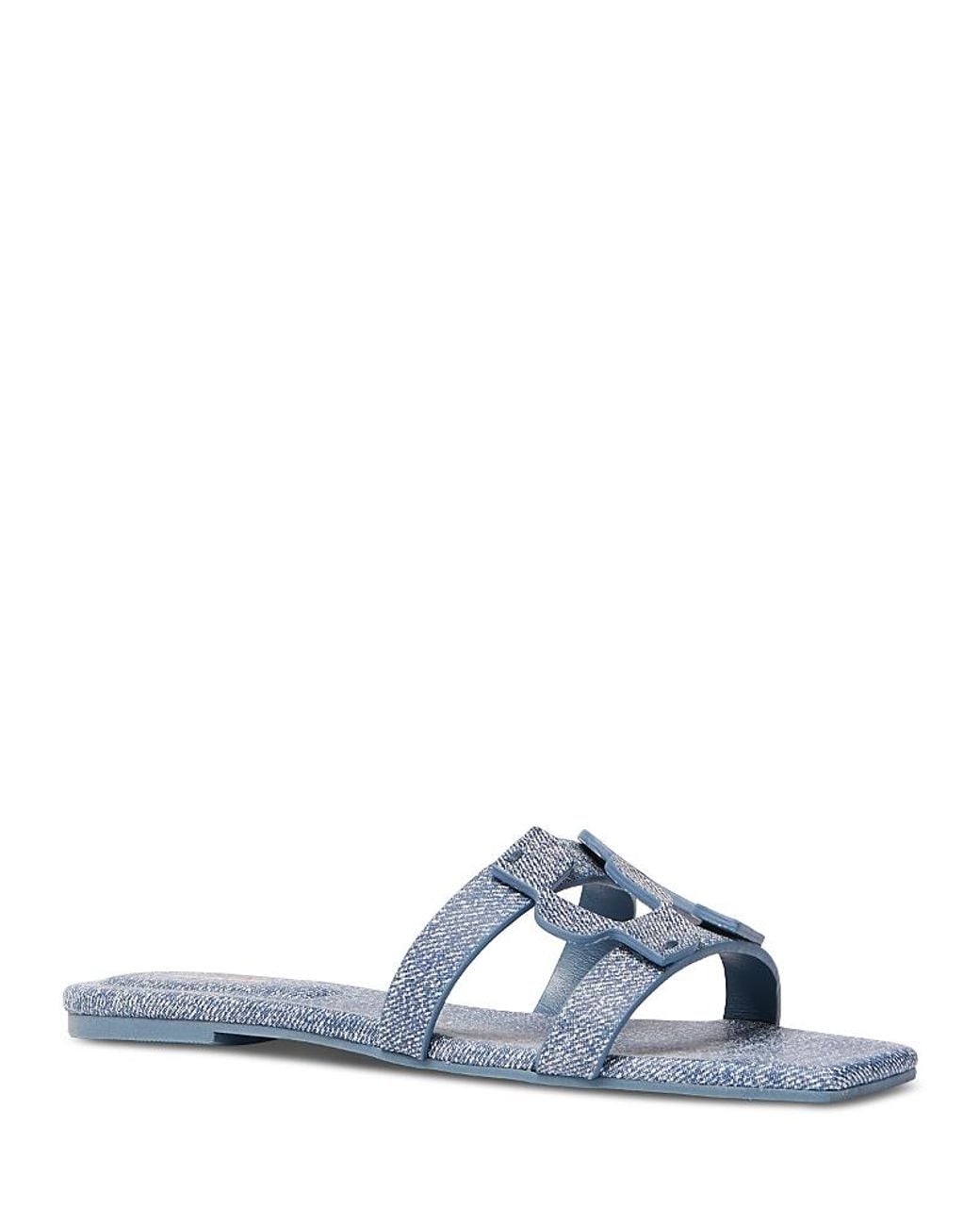 Jonathan Simkhai Blue Monogram Print Slides