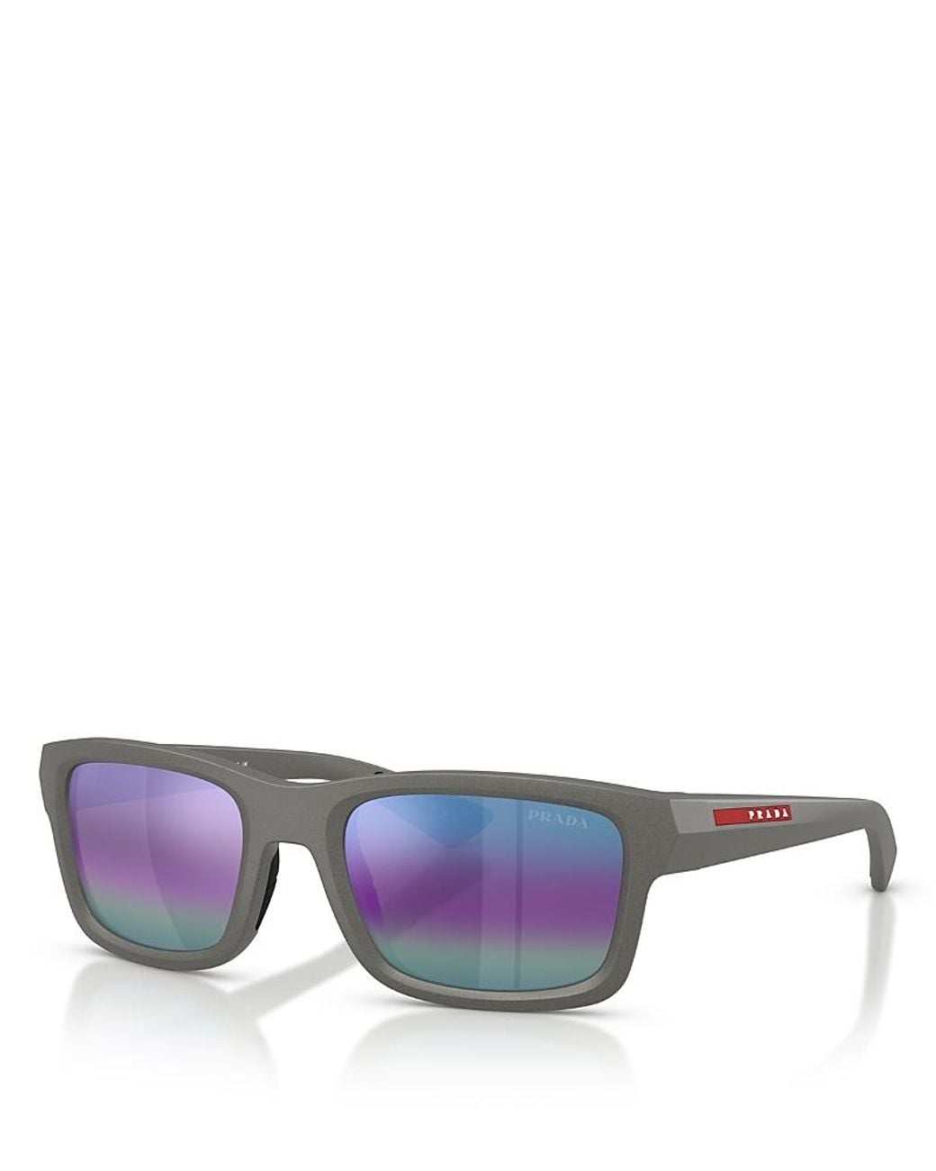 Prada Metallic Sport Linea Rossa Ps Rectangular Sunglasses, 54Mm for men