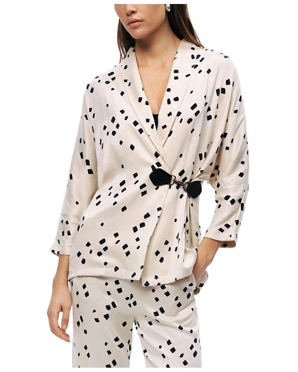 Nocturne Natural Printed Wrap Jacket