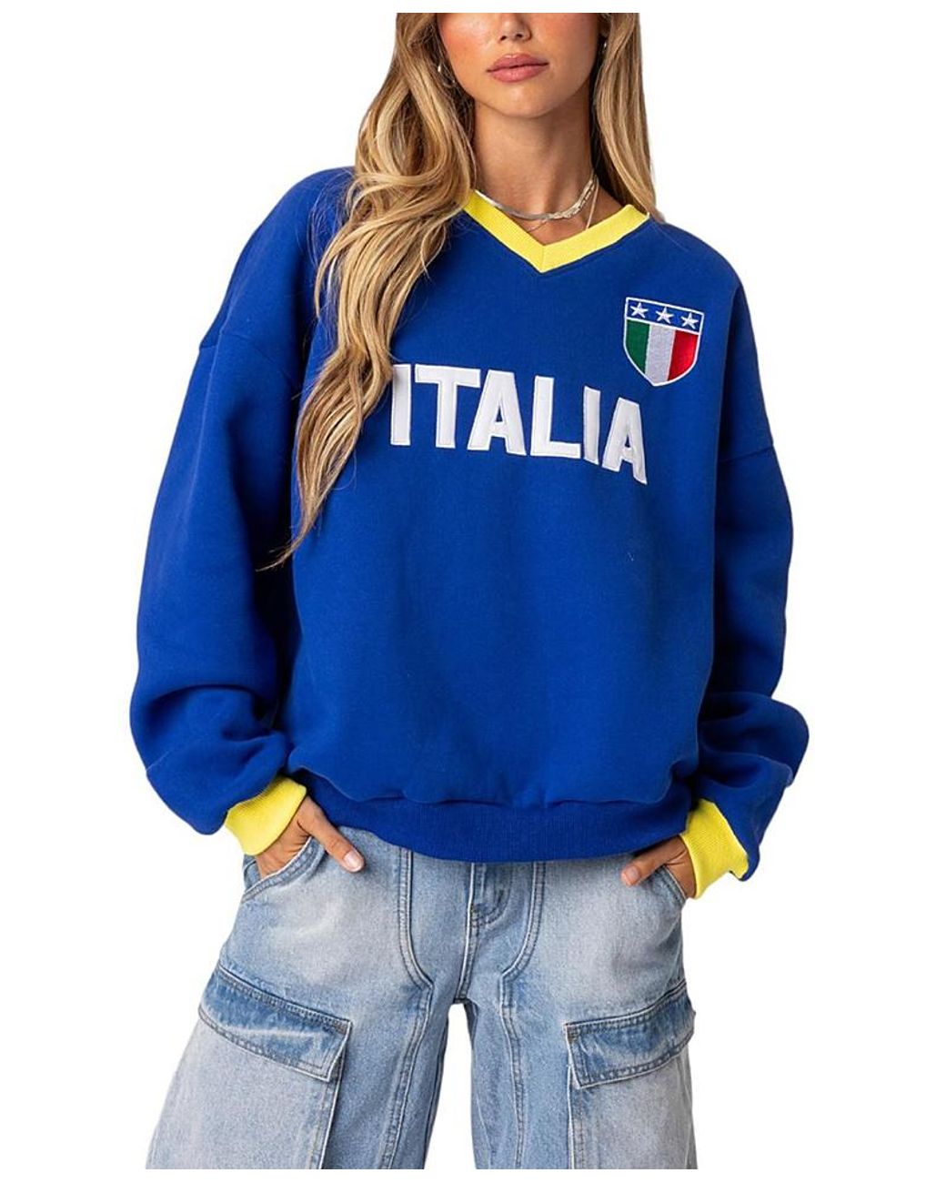 Edikted Blue Oversized Sweatshirt