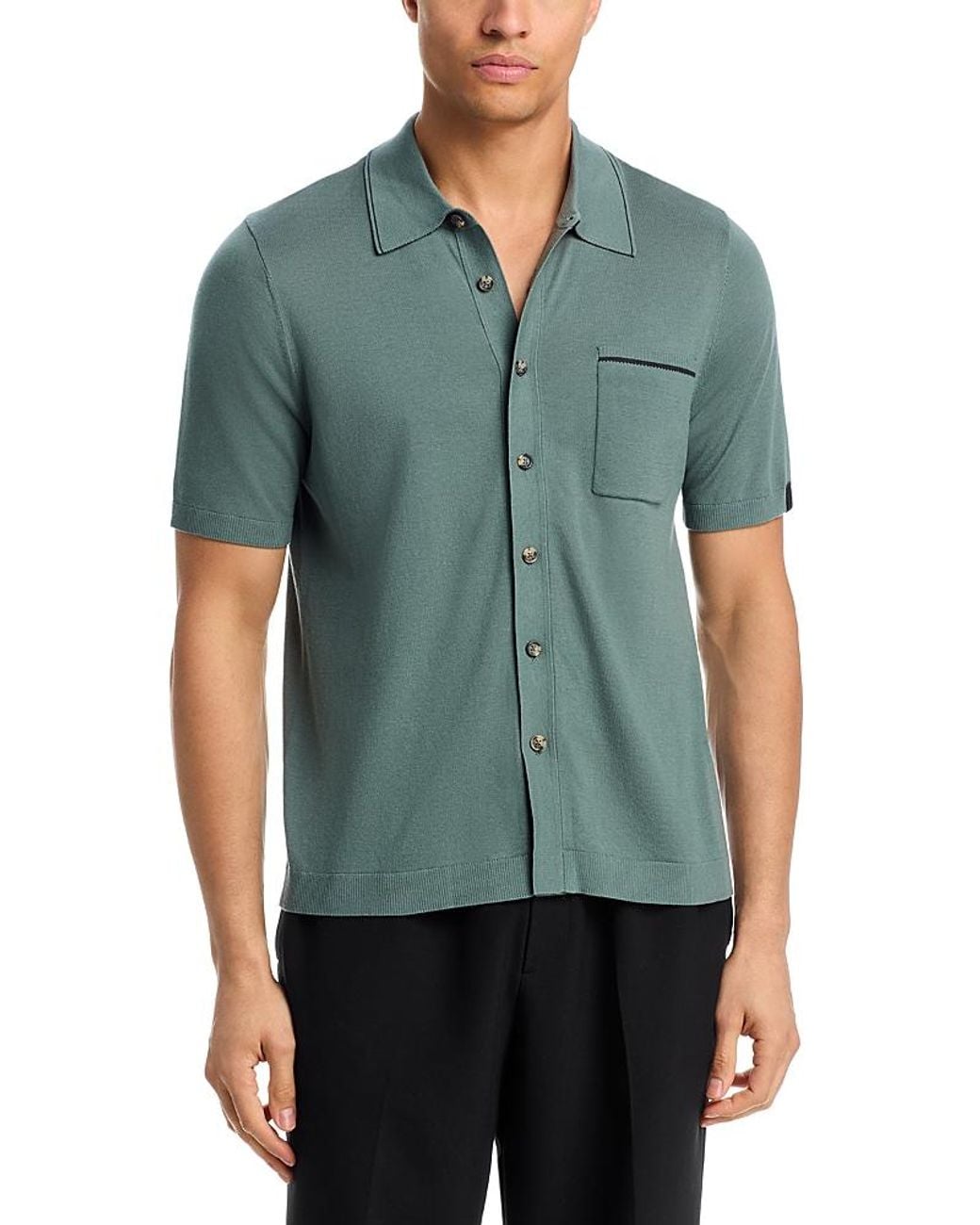 Rag & Bone Green Conrad Silk Blend Shirt for men