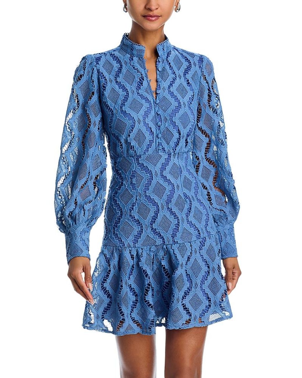 bloomingdales blue lace dress Blue Beaded Lace Dress XL main image 0
