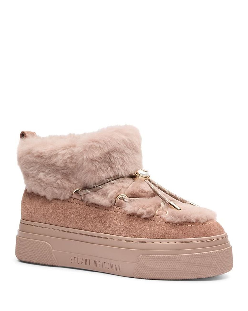 Stuart Weitzman Pink Alpine Cozy Shearling Lined Low Boots