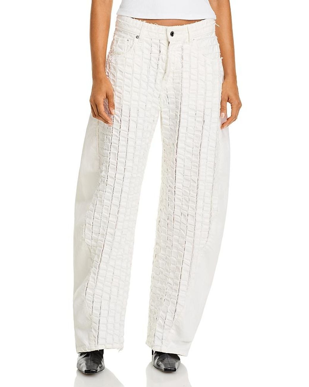 Haikure Clyde Double Bull Stripe High Rise Jeans in White | Lyst